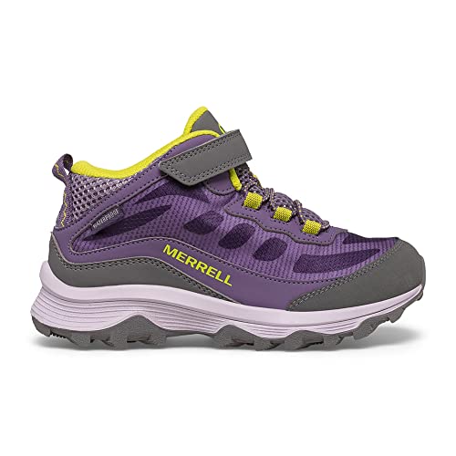 Merrell Moab Speed Mid Alternative Closure Waterproof Hiking Boot, Grape Cadet, 5 US Unisex Big Kid