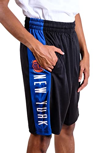 Ultra Game NBA New York Knicks Mens Mesh Basketball Shorts, Black, Large