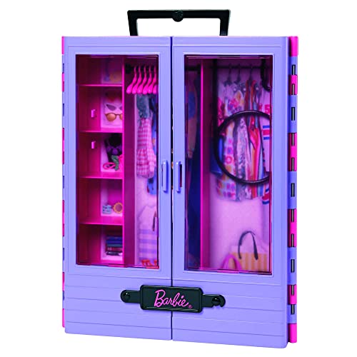 Barbie Fashionistas Doll and Playset, Ultimate Closet with Barbie Clothes (3 Outfits) and Fashion Accessories Including 6 Hangers