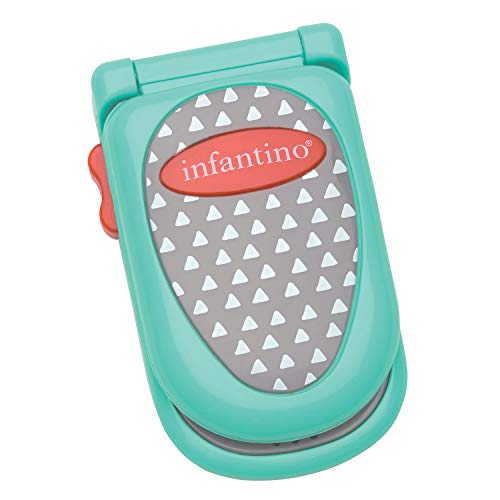 Infantino Flip and Peek Fun Phone: Bilingual with 3 English and 3 Spanish Phrases, Sounds Effects for Engagement, Peek a Boo Mirror Inside, 2 Colors, Ages 3 Months +, Teal, 1 Count (Pack of 1)