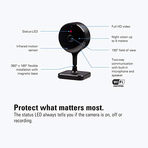 Eve Cam - Apple HomeKit Smart Home Secure Indoor Camera with Motion Sensor, Microphone, Speaker and Night Vision, App Compatibility, iPhone/iPad/Apple Watch Notifications