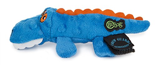 goDog Gators Just for Me Squeaker Plush Pet Toy for Dogs and Puppies, Soft and Durable, Tough and Chew Resistant, Reinforced Seams - Blue, Mini
