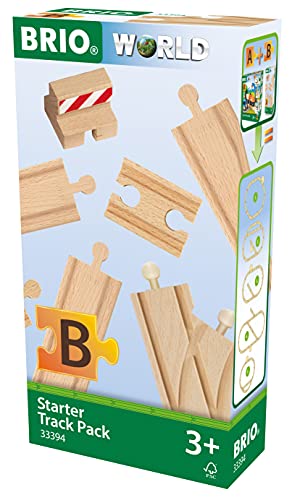 BRIO World - 33394 Starter Track Pack | 13Piece Wooden Train Tracks for Kids Ages 3 and Up