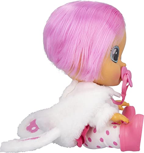 Cry Babies Dressy Coney - 12' Baby Doll | Pink Dress, Bunny Themed White Fluffy Jacket