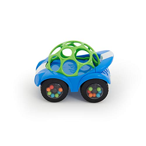 Bright Starts Oball Rattle and Roll Sports Race Car Toy Push and Go Vehicle, Easy Grasp, Ages 3 Months +, Blue