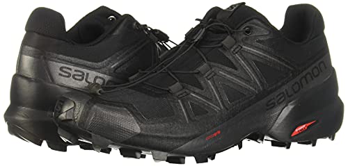 7.5 Salomon Speedcross 5 Trail Running Shoes for Women, Black/Black/Phantom