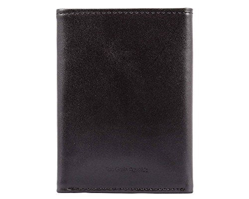 Big Skinny Men's Tri-Fold Leather Slim Wallet, Holds Up to 25 Cards, Black