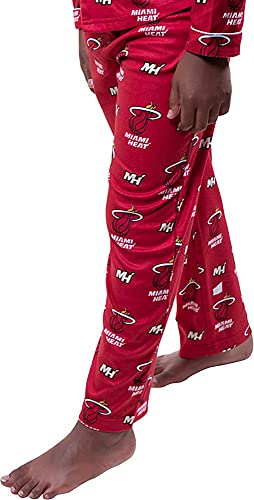 Ultra Game NBA Miami Heat Youth 2 Piece Soft Tee Shirt and Lounge Pants Sleepwear Loungewear Pajama Set, Team Color, 8