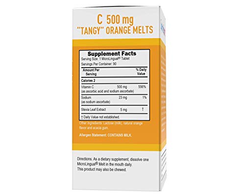 Superior Source Vitamin C 500 mg Sublingual Tablets - Buffered VIT C Tangy Orange Melts - Immune System Booster, Energy Vitamins - 90 Count