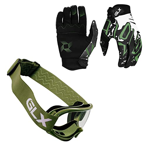 GLX GX623 DOT Kids Youth ATV Off-Road Dirt Bike Motocross Motorcycle Full Face Helmet Combo Gloves Goggles for Boys and Girls (Camouflage, Small)