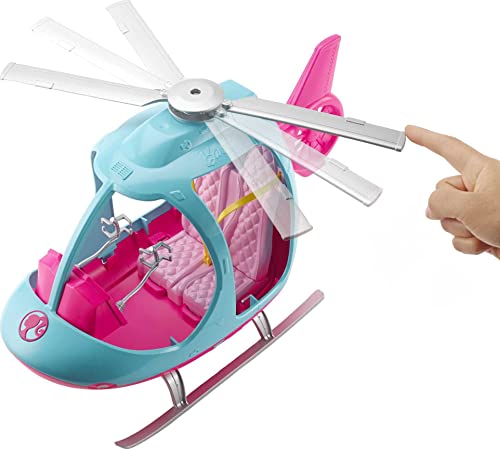 Barbie Helicopter with Spinning Rotors, Pink and Blue 2-Seater Design with Seatbelts and Pilot 'Controls' [Amazon Exclusive]