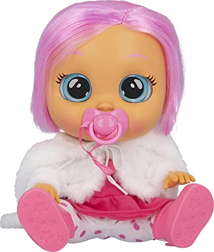 Cry Babies Dressy Coney - 12' Baby Doll | Pink Dress, Bunny Themed White Fluffy Jacket