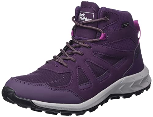Jack Wolfskin Women's Woodland 2 Texapore MID W Hiking Shoe, Purple/Phantom, 10 Wide
