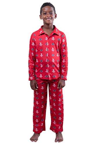 Ultra Game NBA Houston Rockets Youth 2 Piece Soft Tee Shirt and Lounge Pants Sleepwear Loungewear Pajama Set, Team Color, 8