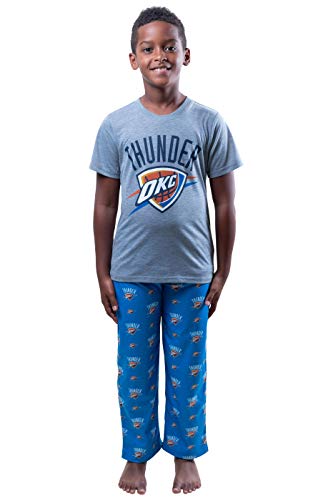 Ultra Game NBA Oklahoma City Thunder Youth 2 Piece Pjs Lounge Pants and Tee Set, Team Color, 8