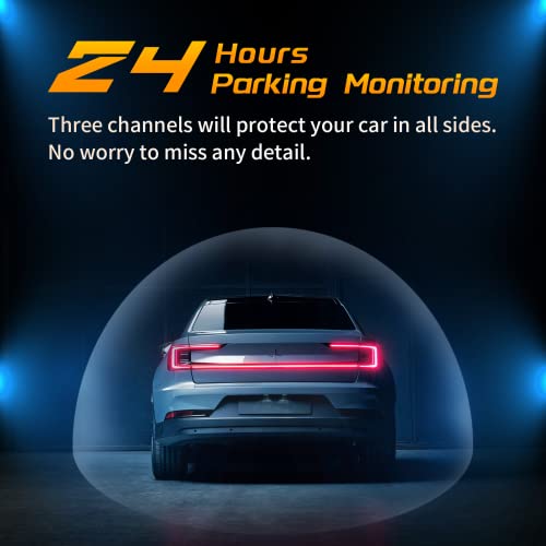 iiwey T1-pro Dash Cam Front and Rear Inside 3 Channel 1080P, Adjustable Lens Dash Camera for Cars with 8 IR Lamps Night Vision, Three Ways Triple Car Camera, Loop Recording, G-Sensor, Parking Monitor