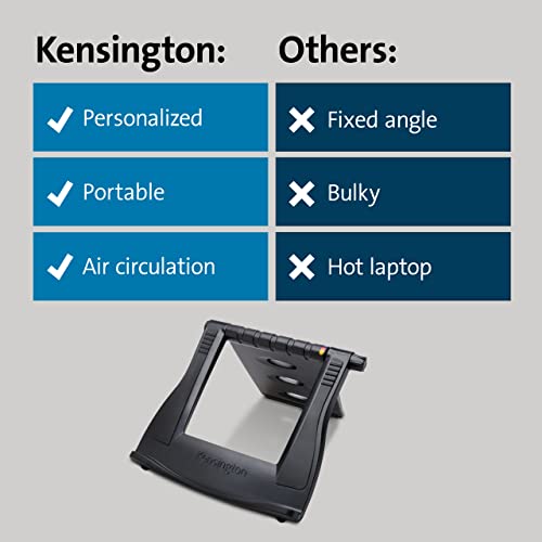 Kensington Easy Riser Portable Ergonomic Device Cooling Stand (12'-17') for Desktop, Chromebooks and Wacom Devices – Black (K52788WW)