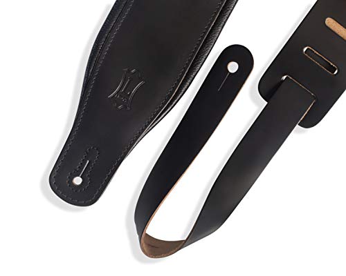 Levy's Leathers 3' Wide Leather Guitar Strap with Foam Padding and Garment Leather Backing; Black (M26PD-BLK)