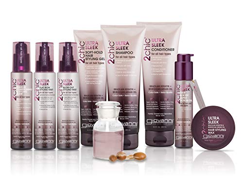 GIOVANNI 2chic Ultra-Sleek Hair Super Body Potion, 1.8 oz. - Brazilian Phyto-Keratin and Moroccan Argan Oil, Smoothing and Nourishing Formula