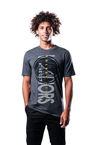 Ultra Game NBA Golden State Warriors Mens Upright Logo Short Sleeve Tee Shirt, Charcoal Heather, XX-Large