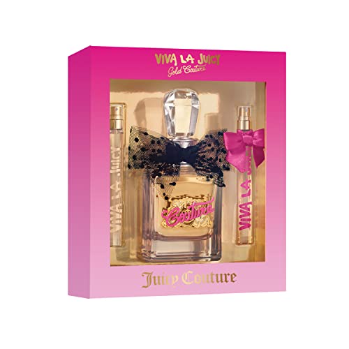 Juicy Couture Viva La Juicy Gold Couture 3 Piece Fragrance Gift Set, Perfume for Women