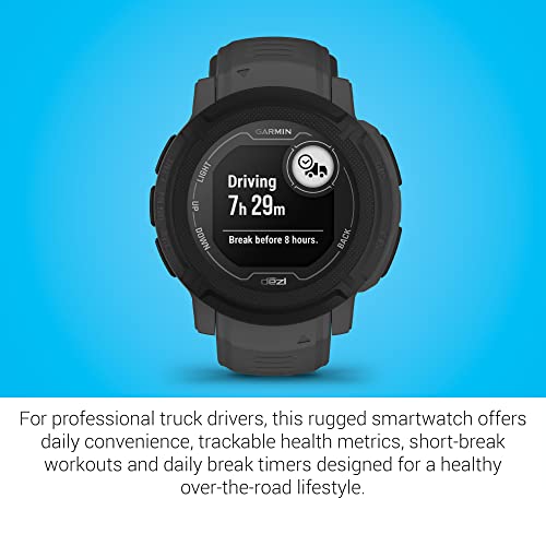 Garmin Instinct 2, dezl Edition, Rugged Trucking Smartwatch, Easy Break Planning, Compatible with the dezl OTR Navigator, Black