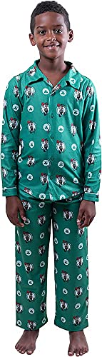 Ultra Game NBA Boston Celtics Youth 2 Piece Soft Tee Shirt and Lounge Pants Sleepwear Loungewear Pajama Set, Team Color, 14/16