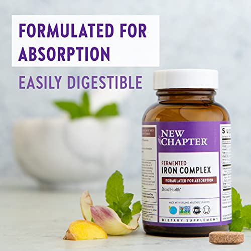 Iron Supplement, New Chapter Fermented Iron Complex with Organic Whole-Food Ingredients + One Daily Non-Constipating Dose- 60 Count (Pack of 1), 2 Month Supply
