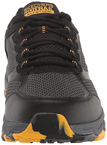 Skechers Men's GOrun Altitude-Trail Running Walking Hiking Shoe with Air Cooled Foam Sneaker, Black/Yellow, 10.5