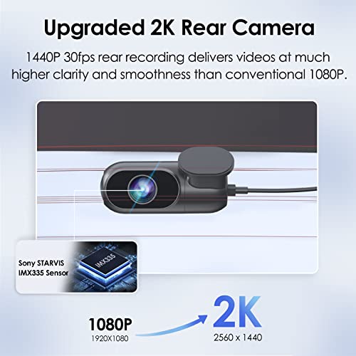 Dash Cam Front and Rear VIOFO 2K + 2K 5GHz Wi-Fi GPS Dual Dash Camera for Cars, 2.4” LCD, Buffered Parking Modes, Voice Notification, WDR Super Night Vision, Motion Detection, Emergency Lock(A229 Duo)
