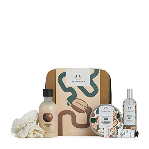 The Body Shop Lather and Slather Shea Body Care Gift Set, for Dry Skin, Vegan