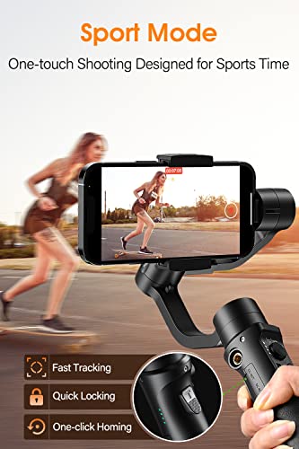 Gimbal Stabilizer for Smartphone, 3-Axis Phone Gimbal for Android and iPhone 14,13,12 PRO, Stabilizer for Video Recording with Face/Object Tracking, 600 °Auto Rotation - hohem iSteady Mobile Plus