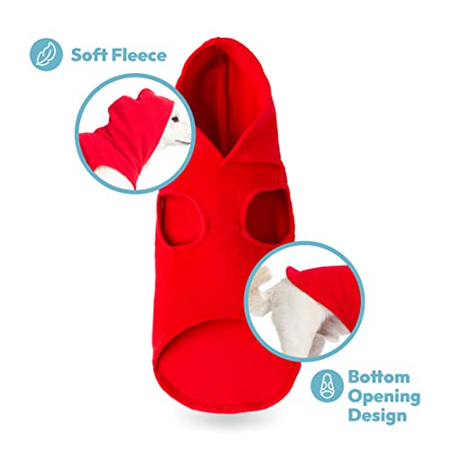 Gooby Fleece Vest Hoodie Dog Sweater - Plum, Medium - Warm Pullover Dog Hoodie with O-Ring Leash - Winter Hooded Small Dog Sweater - Dog Clothes for Small Dogs Boy or Girl, and Medium Dogs