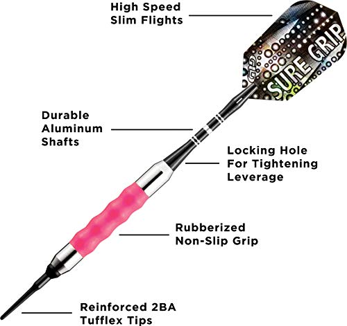 Viper Sure Grip Soft Tip Darts, Pink, 16 Grams