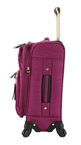 Steve Madden Designer Luggage Collection - Lightweight Softside Expandable Suitcase for Men and Women - Durable 20 Inch Carry On Bag with 4-Rolling Spinner Wheels (Peek-A-Boo Purple)