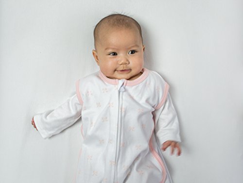 Amazing Baby Cotton Sleeping Sack, Wearable Blanket with 2-way Zipper, Pastel Pink Tiny Bows, Large (12-18mo)