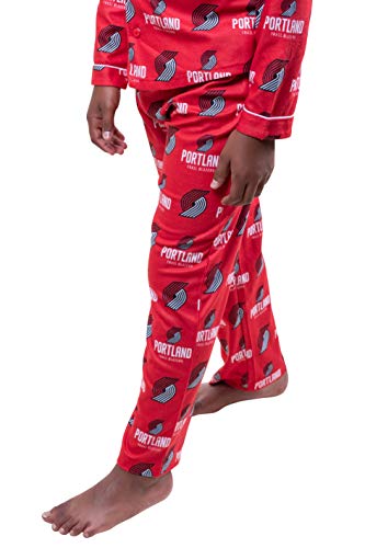 Ultra Game NBA Portland Trail Blazers Youth 2 Piece Soft Tee Shirt and Lounge Pants Sleepwear Loungewear Pajama Set, Team Color, 7