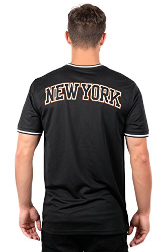 Ultra Game NBA New York Knicks Mens Jersey V-Neck Mesh Short Sleeve Tee Shirt, Black, Small