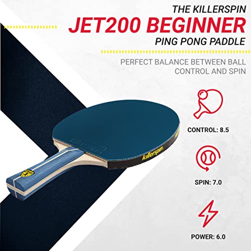 Killerspin Recreational Ping Pong Paddle, Table Tennis Racket With Wood Blade, Jet Basic Rubber