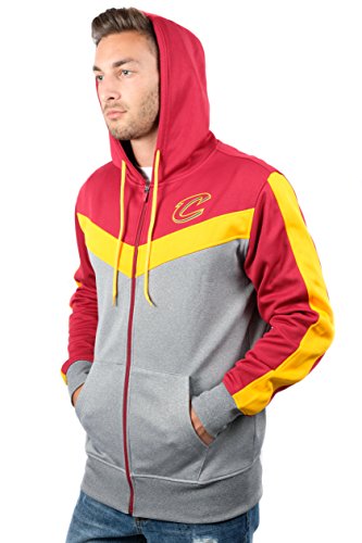 Ultra Game NBA Cleveland Cavaliers Mens Soft Fleece Full Zip Jacket Hoodie, Team Color, Small