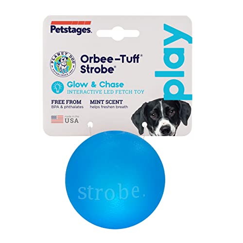 Planet Dog Orbee-Tuff Strobe Ball Blue Light Up LED Dog Toy