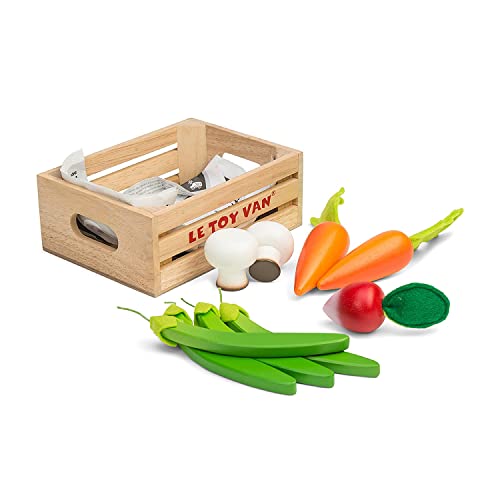 Le Toy Van Honeybake Collection Vegetables '5 A Day' Crate Set Premium Wooden Toys for Kids Ages 3 Years and Up