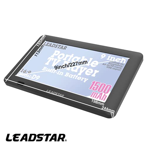 LEADSTAR 9 Inch Portable Small Digital ATSC TFT HD Screen Freeview LED TV for Car,Caravan,Camping,Outdoor or Kitchen.Built-in Battery Television/Monitor with Multimedia Player Support USB Card