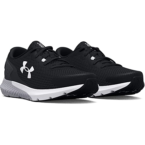Under Armour Men's Charged Rogue 3 Road Running Shoe, Black (002)/White, 12.5