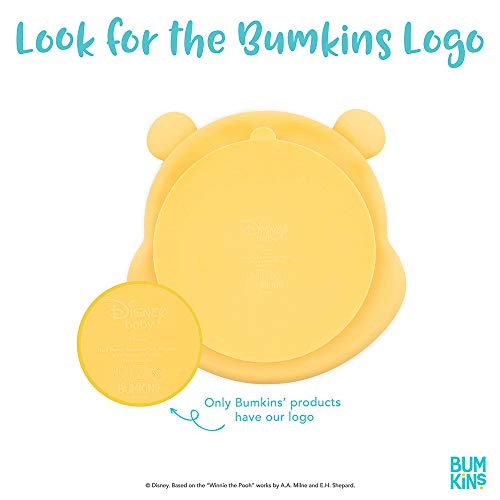 Bumkins Disney Silicone Grip Dish, Suction Plate, Divided Plate, Baby Toddler Plate, BPA Free, Microwave and Dishwasher Safe - Winnie The Pooh