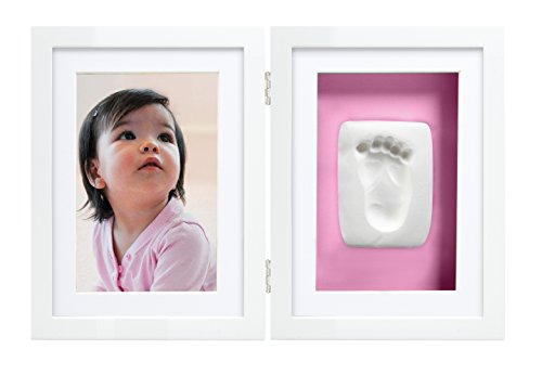 Pearhead Babyprints Newborn Baby Handprint and Footprint Desk Photo Frame and Impression Kit - Makes A Perfect, White