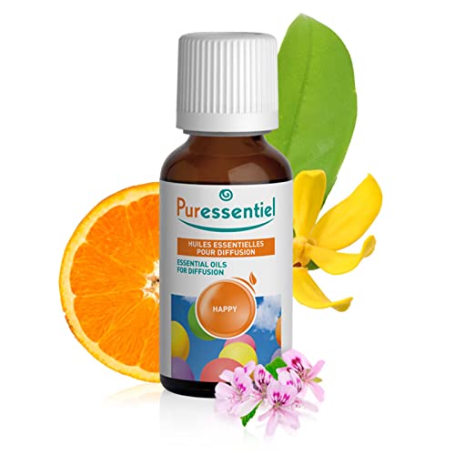 Puressentiel - Essential Oils for Diffusion - Happy Blend - Aromatherapy - Therapeutic, Gentle, Sweet, Scented Oil - Pure, Natural and Vegan - 1 fl oz Bottle
