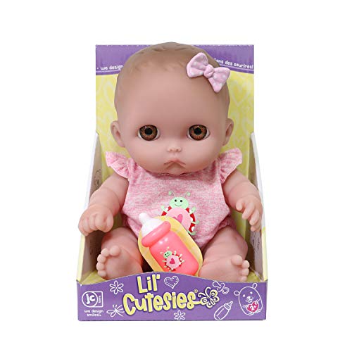 Lil Cutesies 8.5' All Vinyl Baby Doll | Posable and Washable | Removable Outfit | Mimi - Brown Eyes | JC Toys | Ages 2+