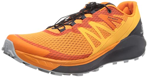 Salomon Sense Ride 4 Trail Running Shoes for Men, Vibrant Orange/Ebony/Quarry, 10