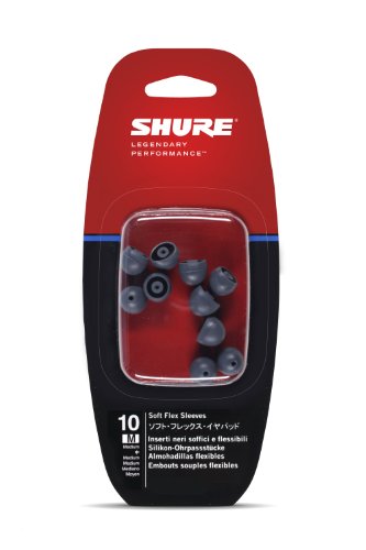 Shure EASFX1 Gray Soft Flex Sleeves, Medium, 10 Pack (5 Pairs), Replacements for E1, E3, E4, E5, SCL3, SCL4, SCL5, SE110, SE210, SE310, SE420, SE530, SE115, SE215, SE315, SE425, SE535 (EASFX1-10M)